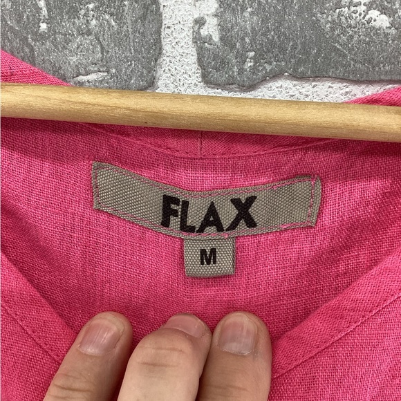 Flax Hot Pink 100% Linen short sleeve top size medium - Picture 3 of 4